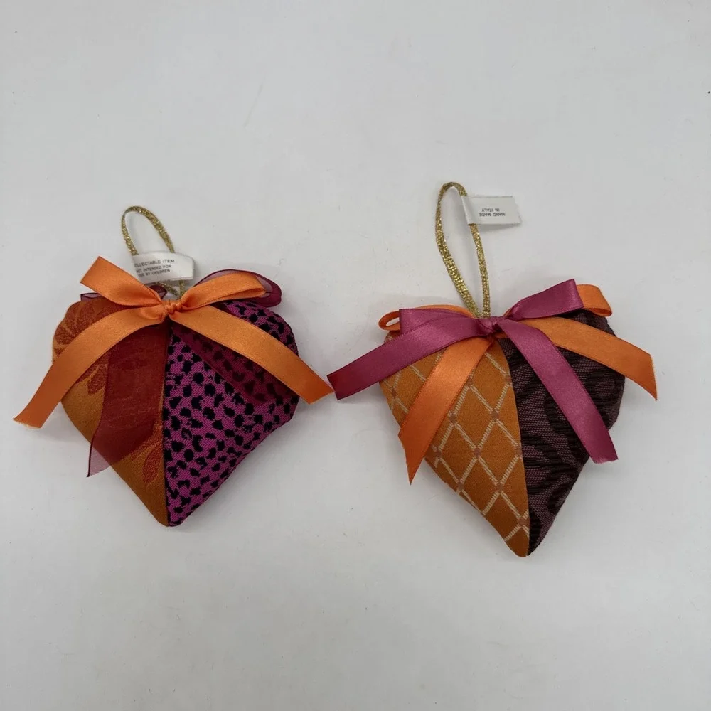 Hand Made In Italy Plush Heart Ornaments Color Block‎ 5